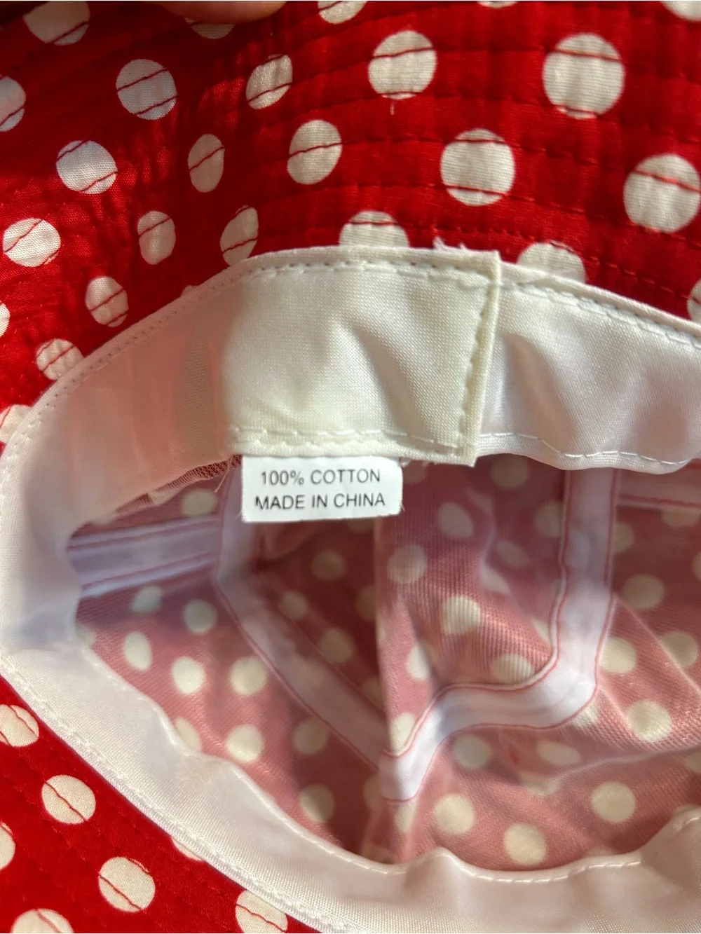 RED WITH WHITE POLKA DOTS 100% COTTON WOMEN’S BUCKET HAT